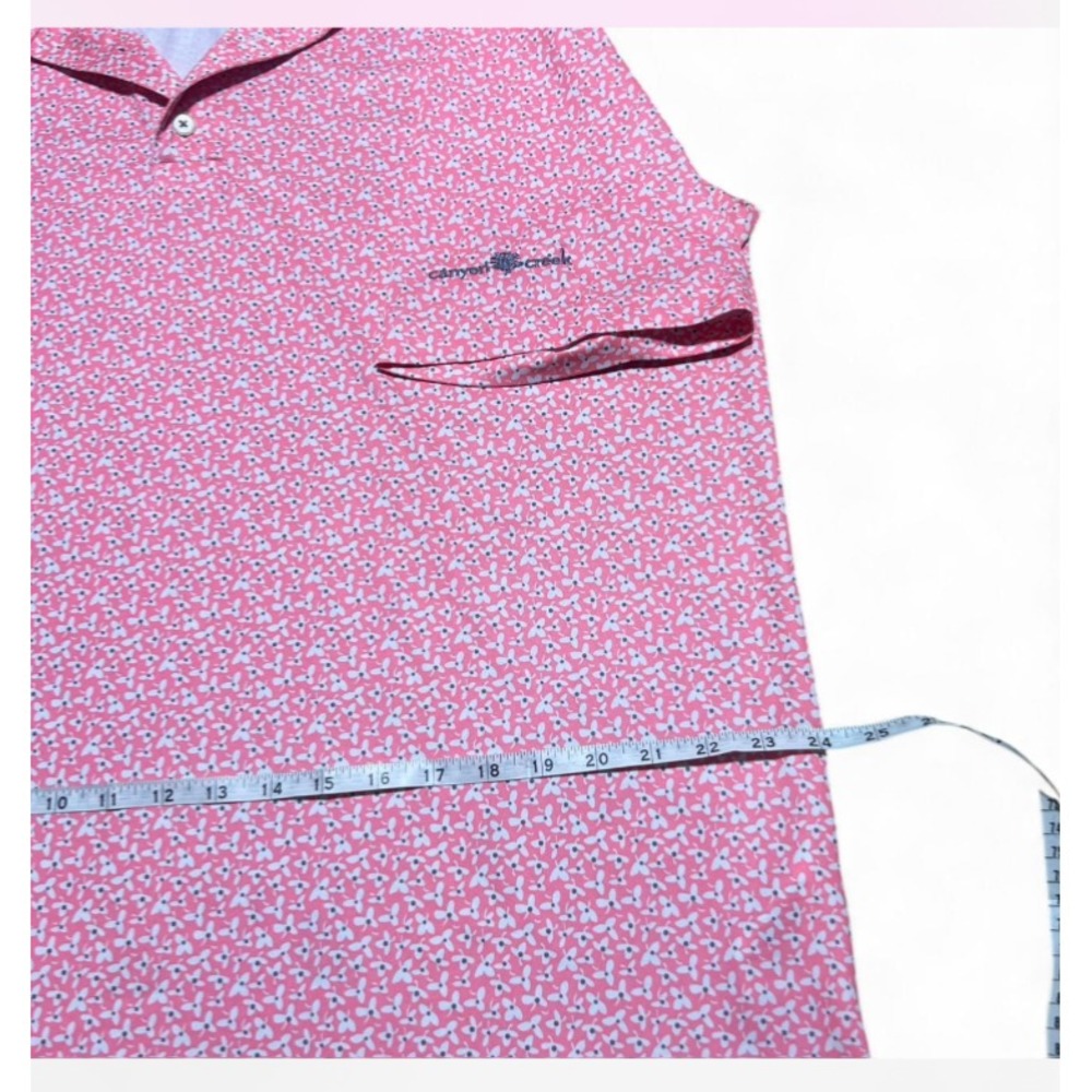 FootJoy Polo Shirt Mens Medium Pink‎ Floral Logo Left Sleeve - Picture 4 of 8